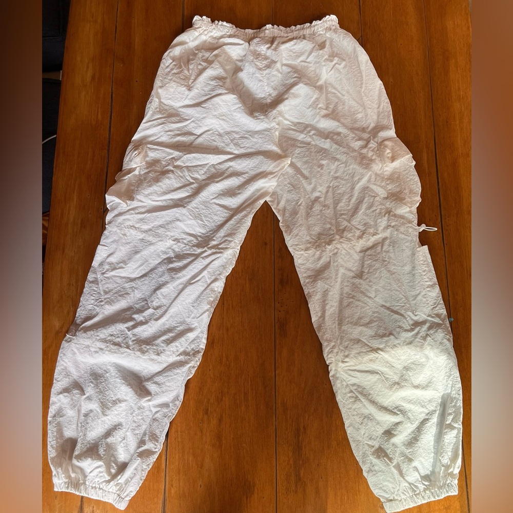 White Thin Cargo Pants